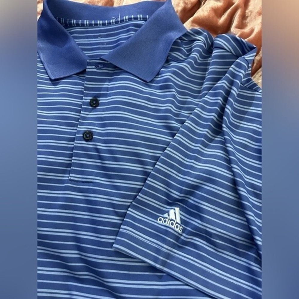 XLarge Adidas Purple Blue Polo Golf Shirt - Activewear &‎ Business Casual - Picture 5 of 8